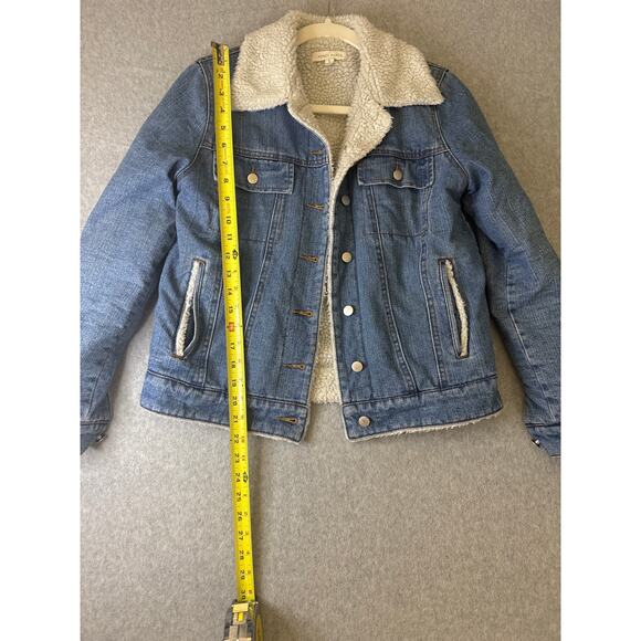 Honey Punch Sherpa Lined Denim Jacket Women’s Small - Picture 7 of 9